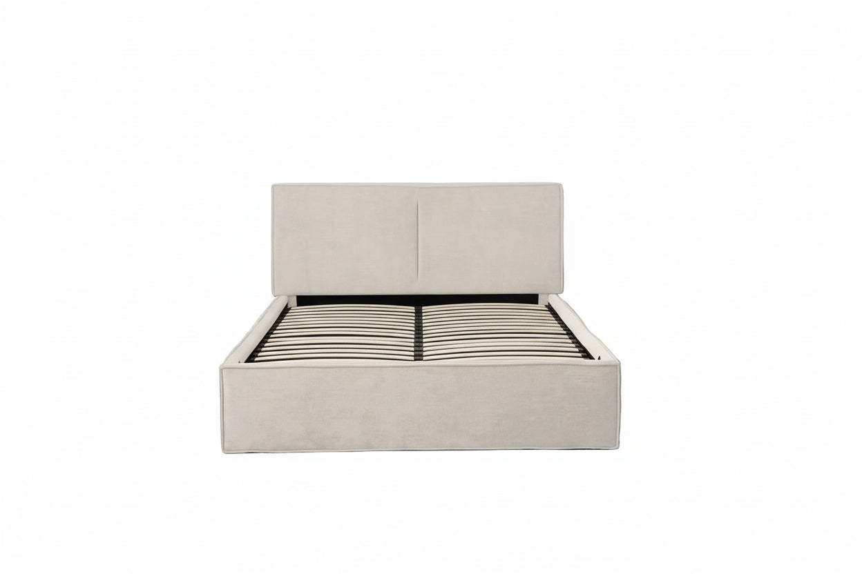LIT DOUBLE COFFRE OLIVIA CHENILLE BEIGE 140X190CM