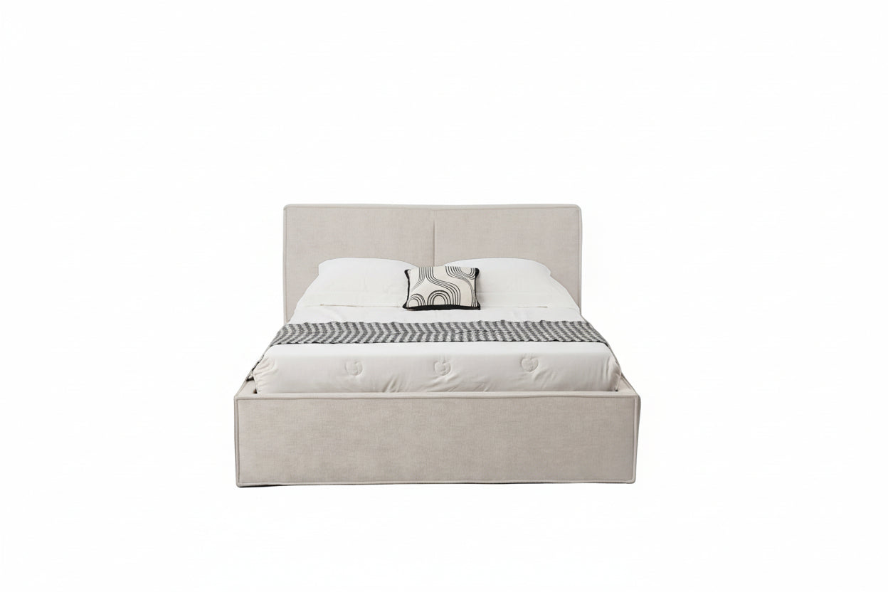 LIT DOUBLE COFFRE OLIVIA CHENILLE BEIGE 140X190CM