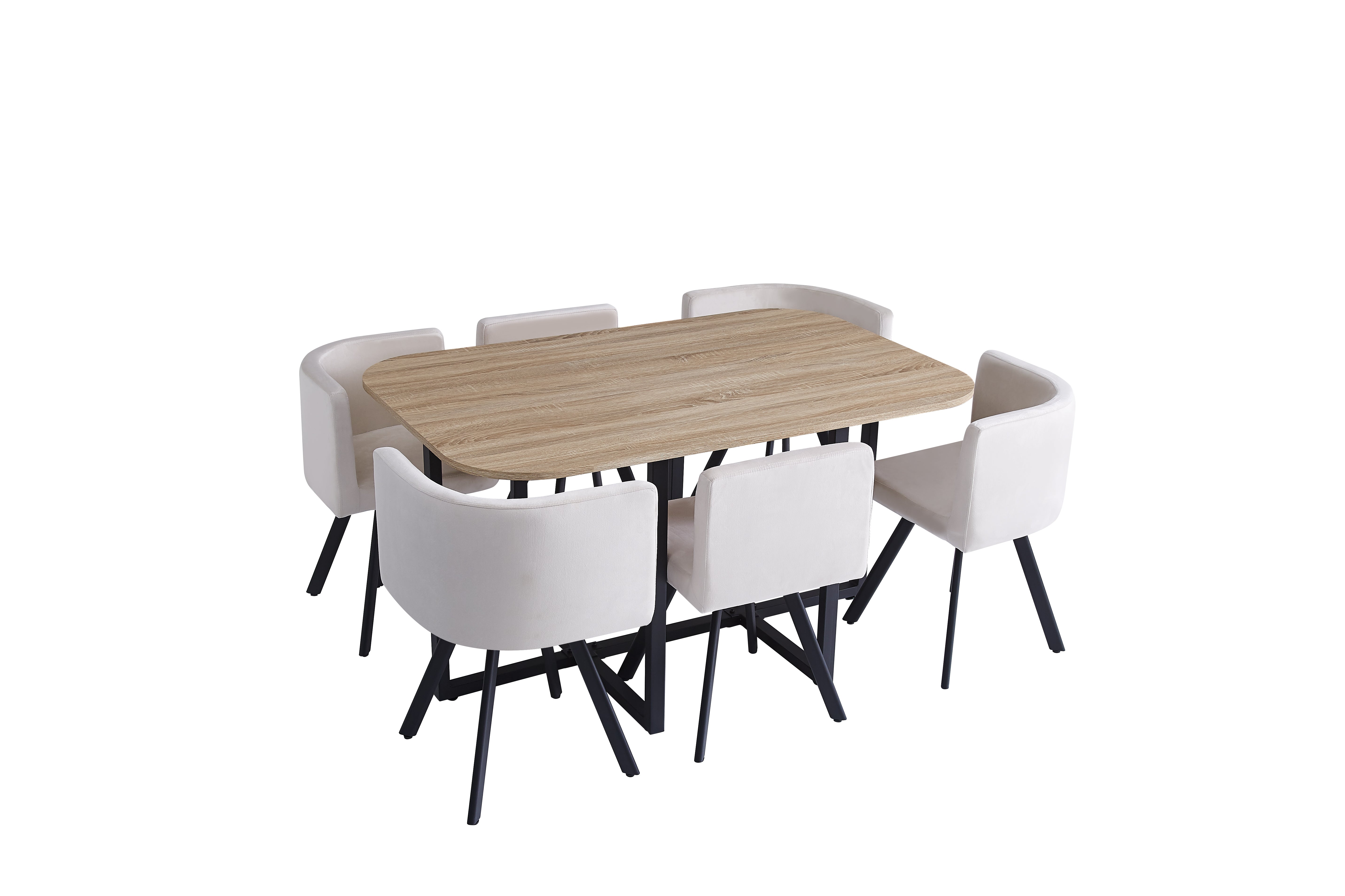 Ensemble Table et 6 chaises VENDOME beige pieds noirs