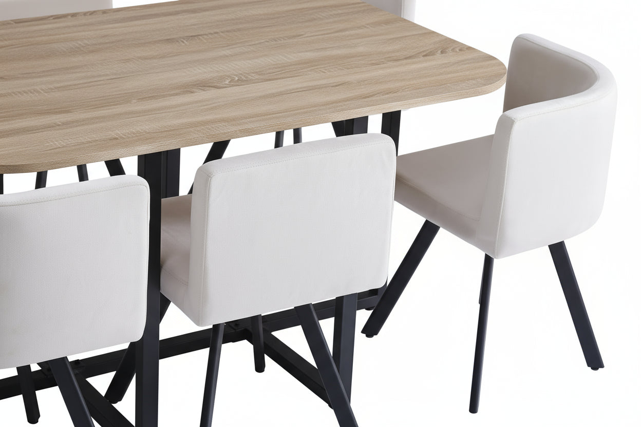Ensemble Table et 6 chaises VENDOME beige pieds noirs