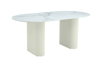 Table à manger ROXY céramique beige 180x90x75 cm #couleur_beige