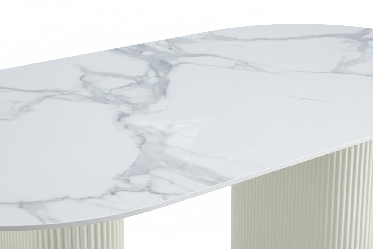 Table à manger ROXY céramique beige 180x90x75 cm #couleur_beige