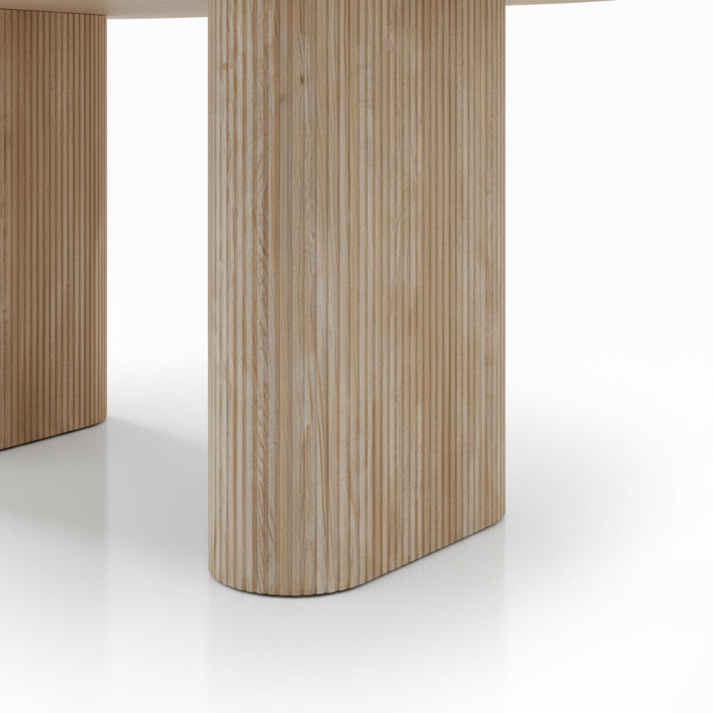 Table à manger céramique effet travertin 180x90 cm pied métal ROXY