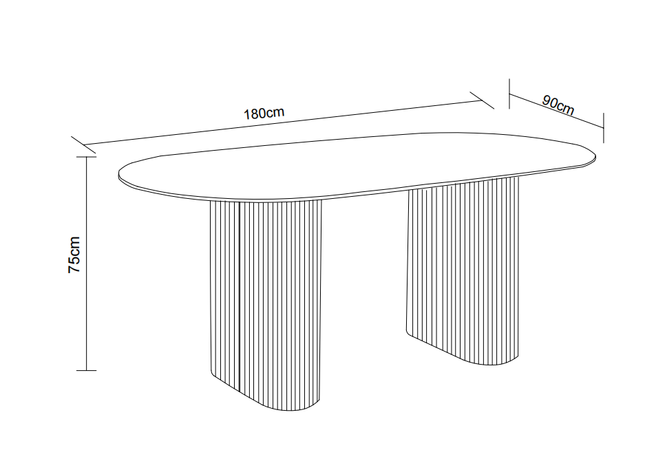 Table a manger céramique effet pierre beige 180x90x75 cm ROXY