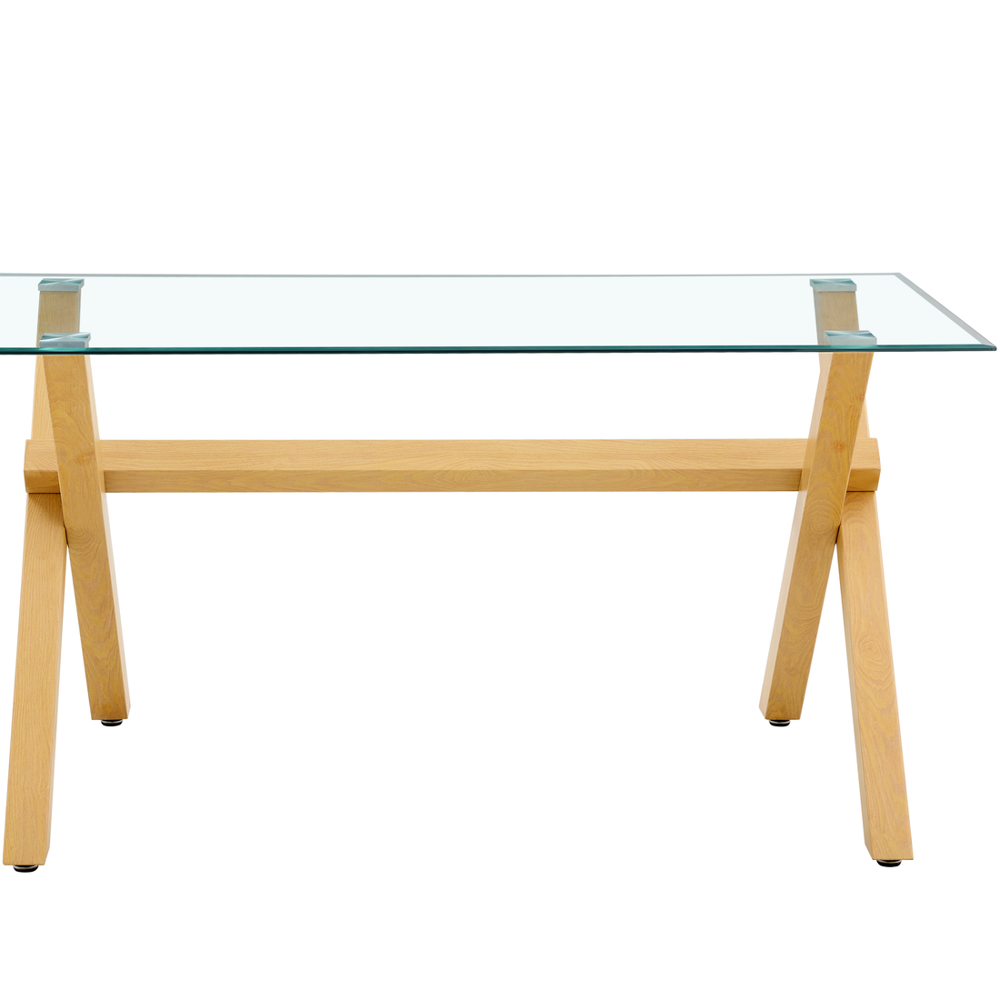 Table à manger IXE bois XXL & plateau en verre transparent 180x90x75 cm #couleur_bois_transparent