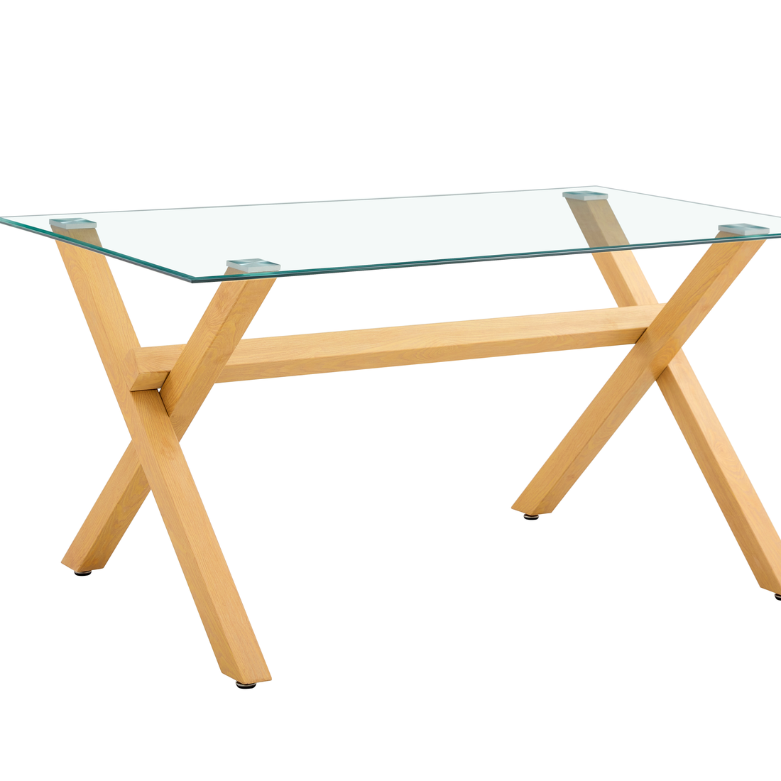 Table à manger IXE bois XXL & plateau en verre transparent 180x90x75 cm #couleur_bois_transparent