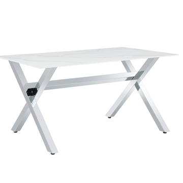Table à manger IXE chrome XXL plateau verre trempé 180 cm
