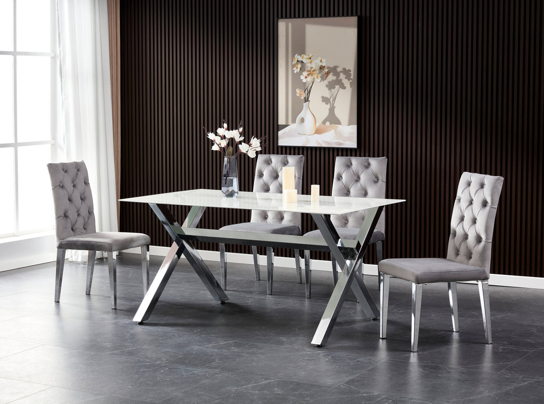 Lot de chaises NEVADA capitonnés chrome #couleur_anthracite