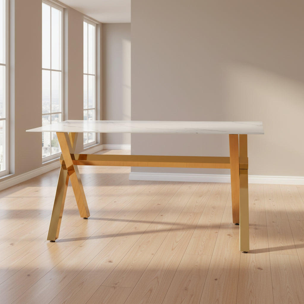 Table à manger IXE gold XXL verre trempé 180x90x75 cm