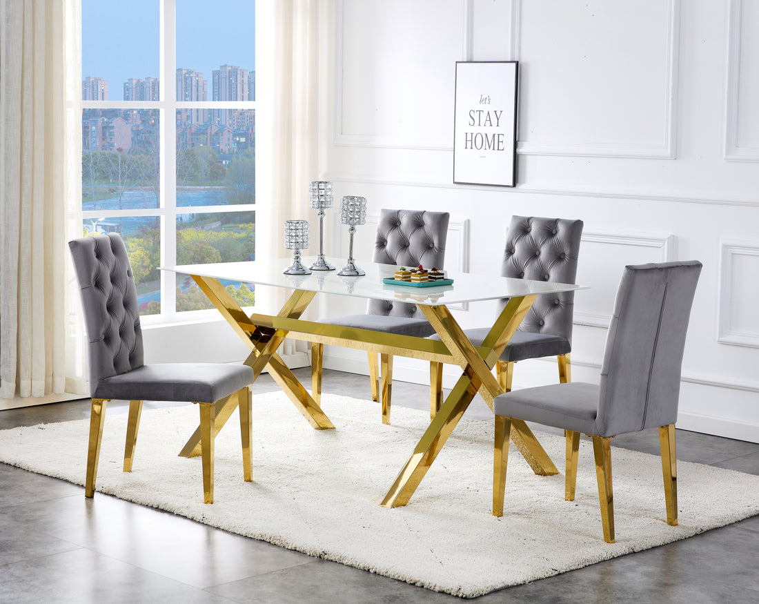 Lot de chaises NEVADA capitonnés gold #couleur_anthracite