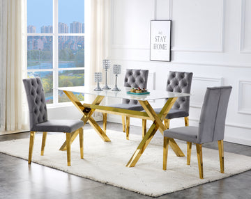 Lot de chaises NEVADA capitonnés gold #couleur_anthracite