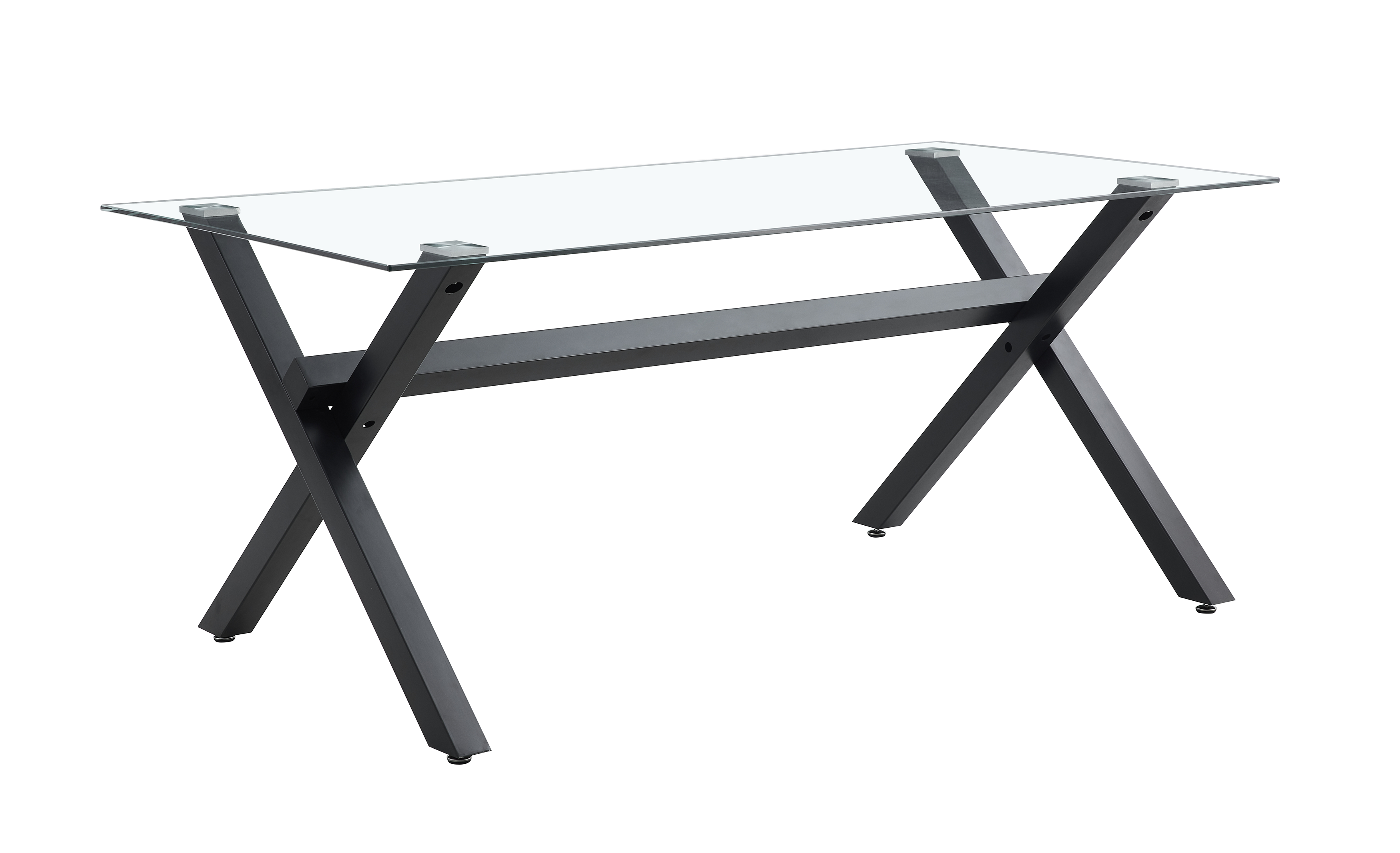 Table de Repas IXE – 150x90 cm – Verre Transparent & Structure Métal