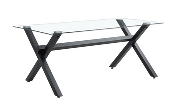 Table de Repas IXE – 150x90 cm – Verre Transparent & Structure Métal