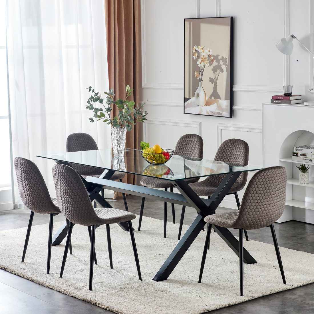 Table de repas IXE 150x90 cm métal & verre transparent #couleur_transparent