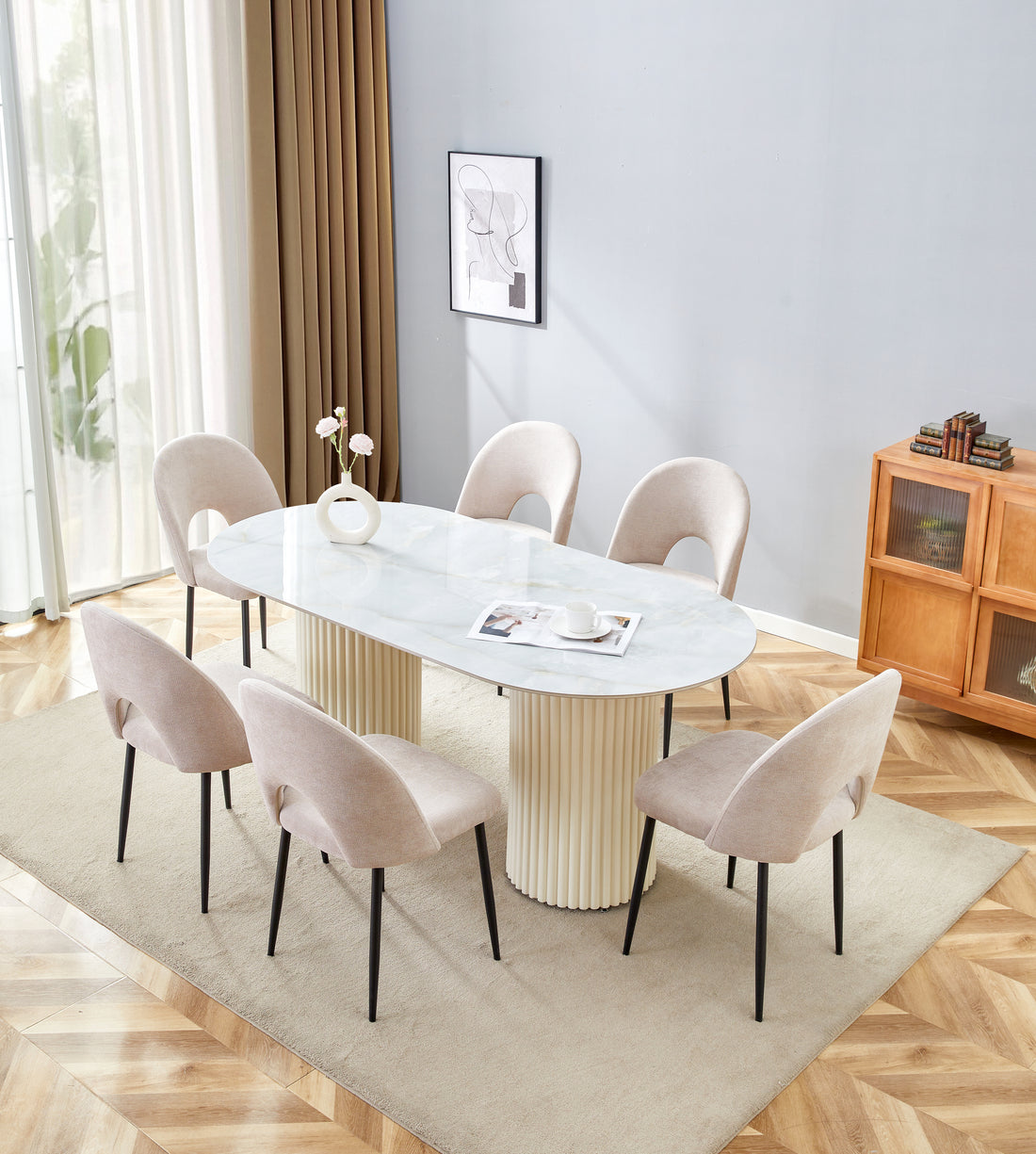 Table à manger KEYSHA Beige Céramique 180x90x75 cm #couleur_marbre_moka