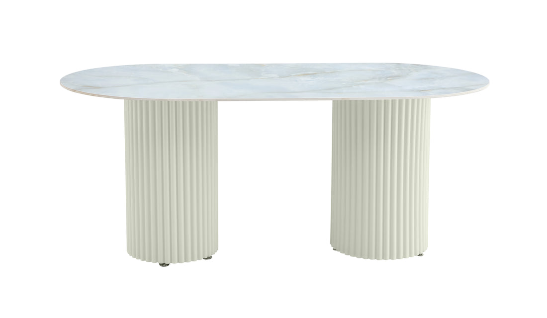 Table à manger KEYSHA Beige Céramique 180x90x75 cm #couleur_marbre_moka