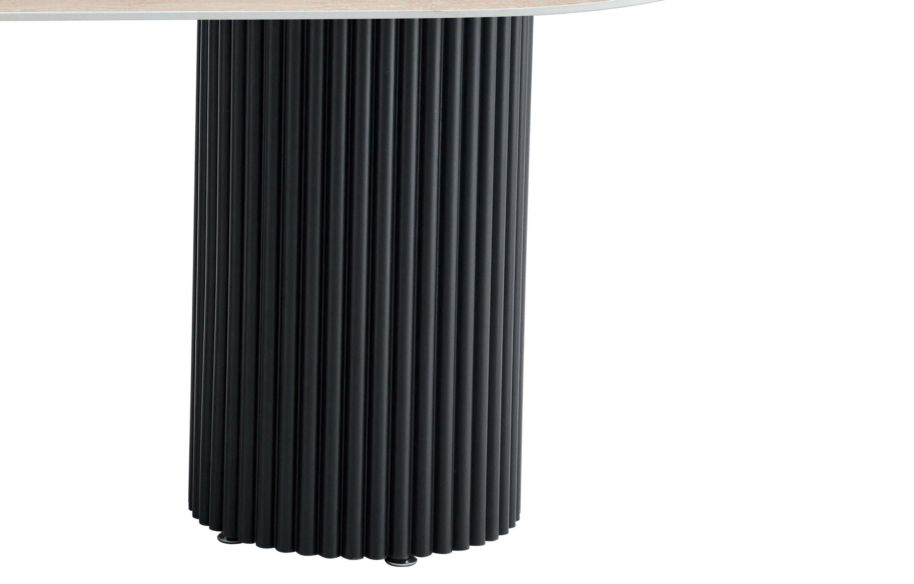 Table à Manger Ovale Céramique Beige Pieds Métal Noir - 180x90x75 cm – KEYSHA