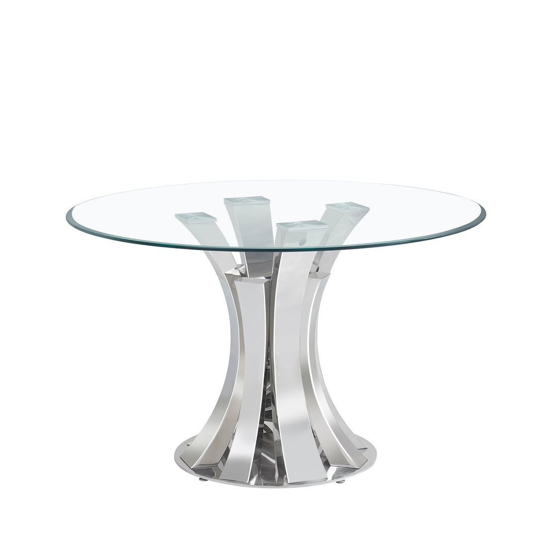 Table à manger JUDITH chrome verre trempé 120 cm #couleur_chrome_verre