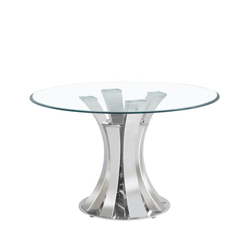Table à manger JUDITH chrome verre trempé 120 cm #couleur_chrome_verre