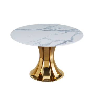 Table à manger ronde JUDITH 120 cm – pied gold