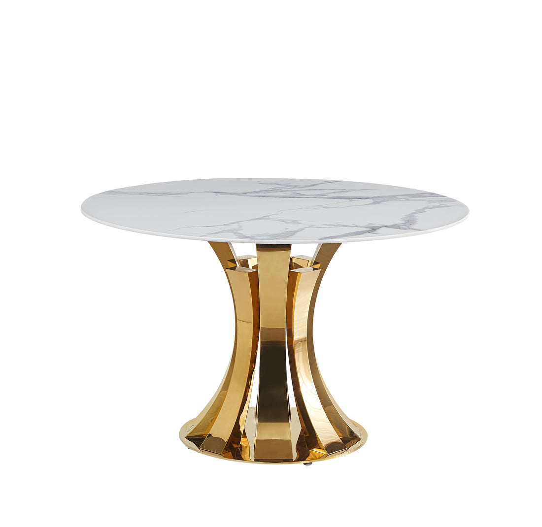 Table à manger ronde JUDITH 120 cm – pied gold