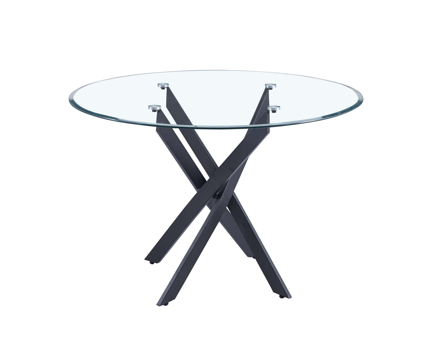 Table à manger ronde  JESSICA TRANSPARENT pieds Métal noir 100 cm 4 couverts