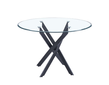 Table à manger ronde  JESSICA TRANSPARENT pieds Métal noir 100 cm 4 couverts