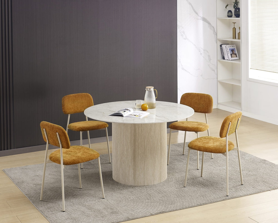 CHAISE AZRA PIED METAL TAUPE ASSISES TISSU HERITAGE OCRE