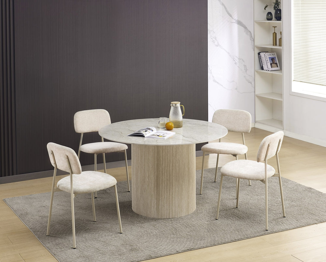 CHAISE AZRA PIED METAL TAUPE ASSISES TISSU HERITAGE SABLE