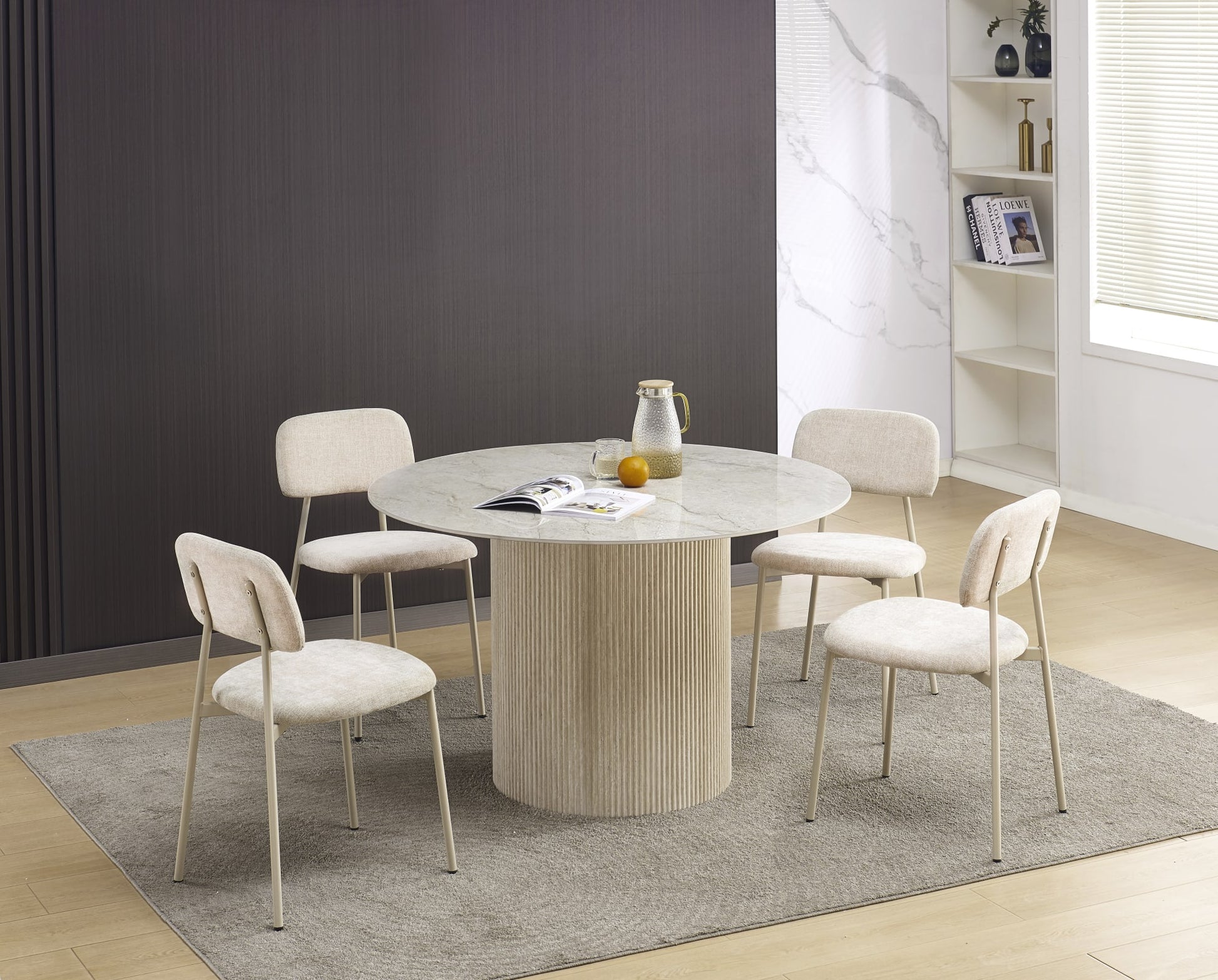CHAISE AZRA PIED METAL TAUPE ASSISES TISSU HERITAGE SABLE