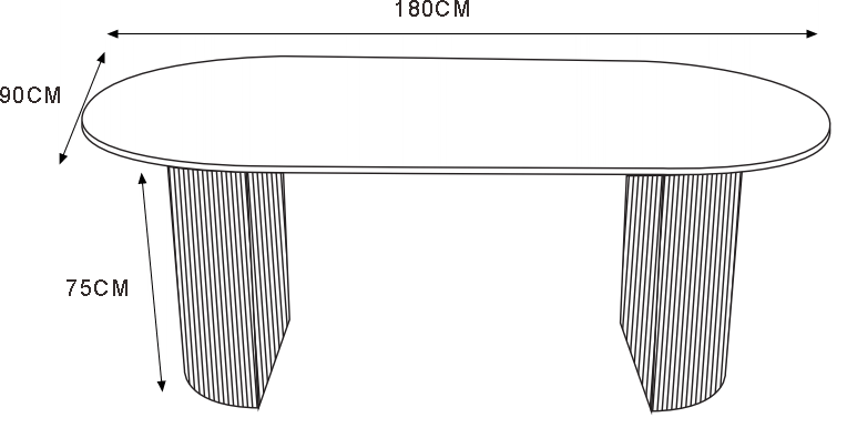 Table à manger ANNA plateau en céramique marbré blanc L 180 cm