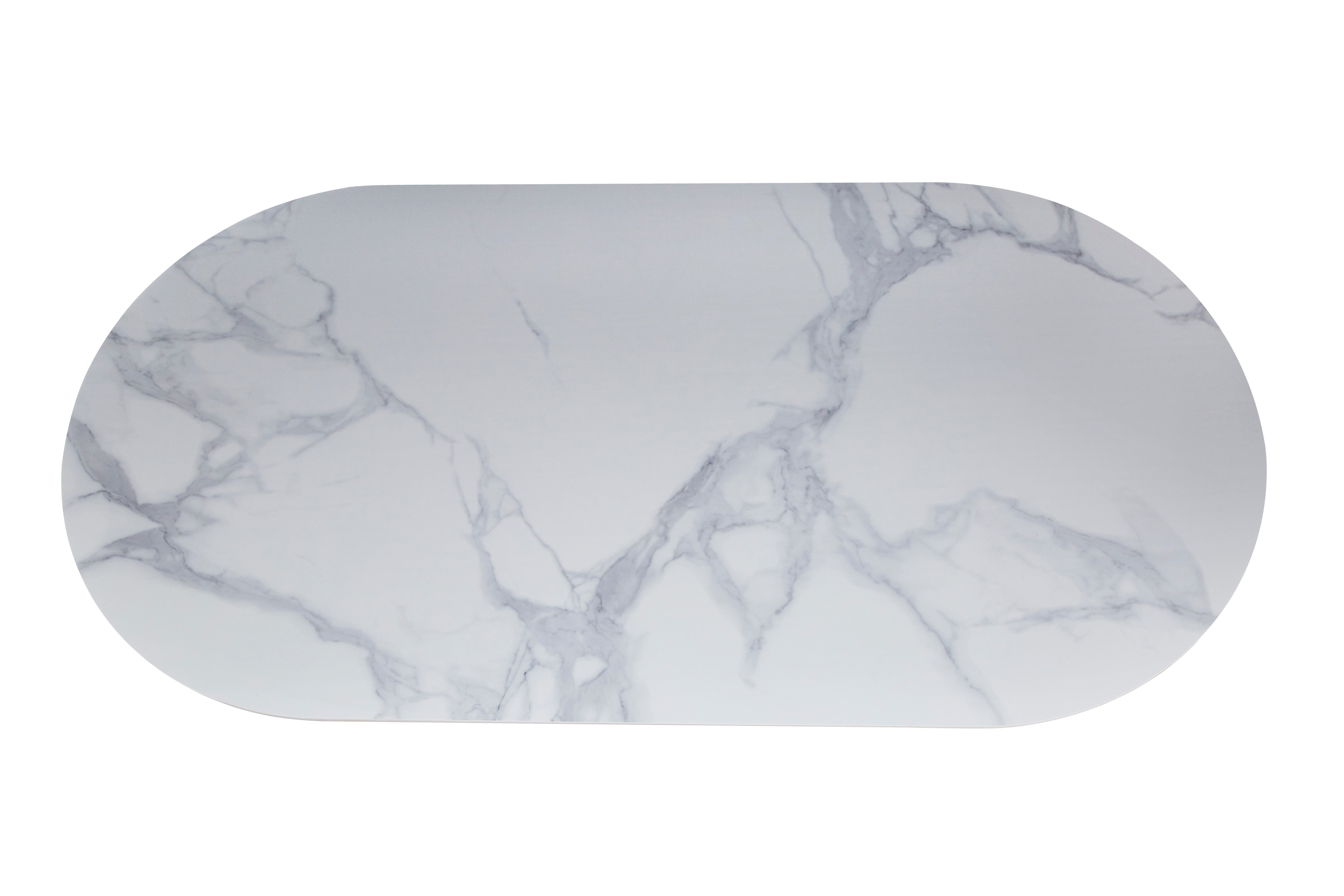 Table à manger ANNA plateau en céramique marbré blanc L 180 cm