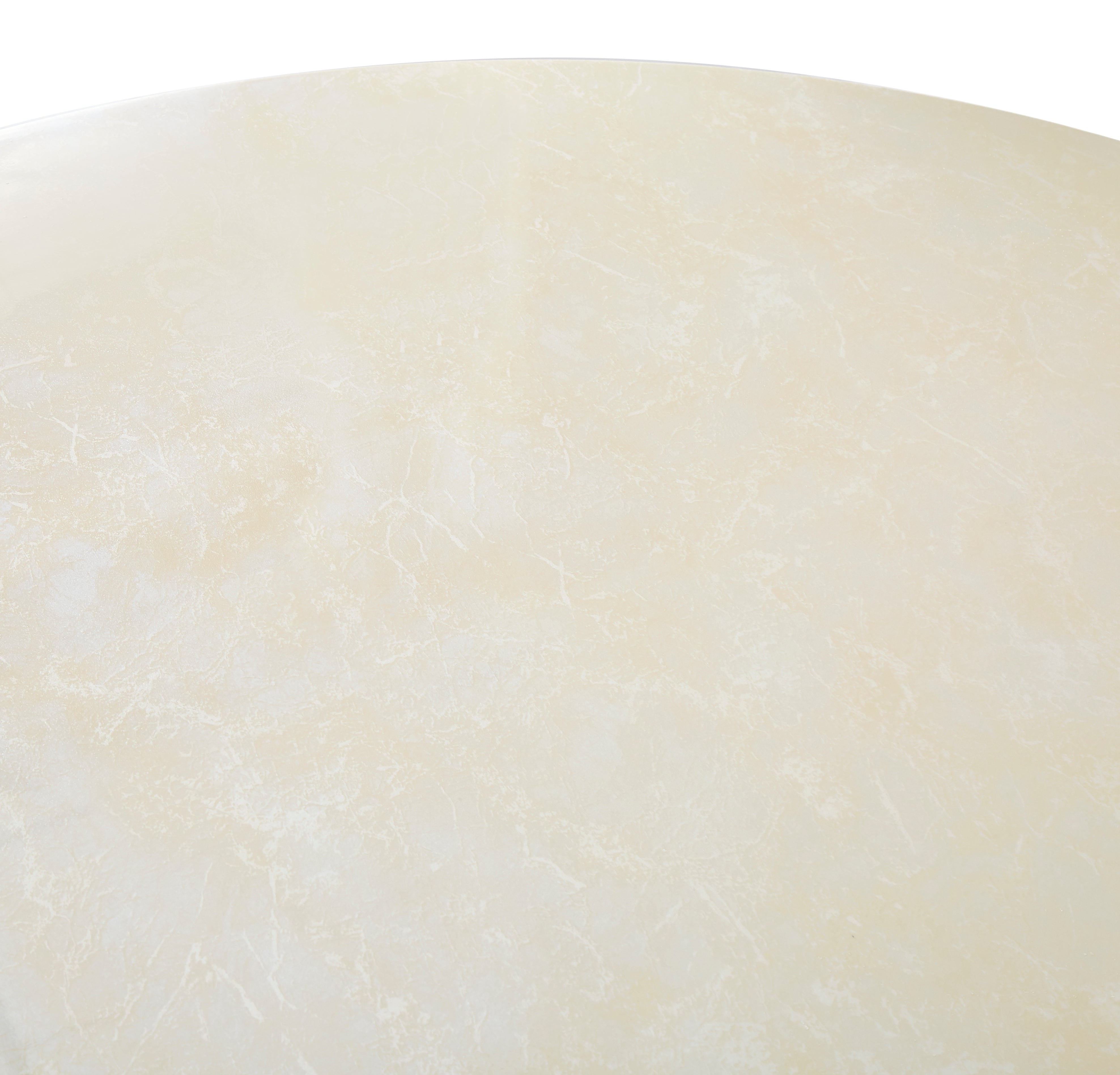 Table repas ronde céramique beige brillant 120 cm pieds noirs – ANAIS