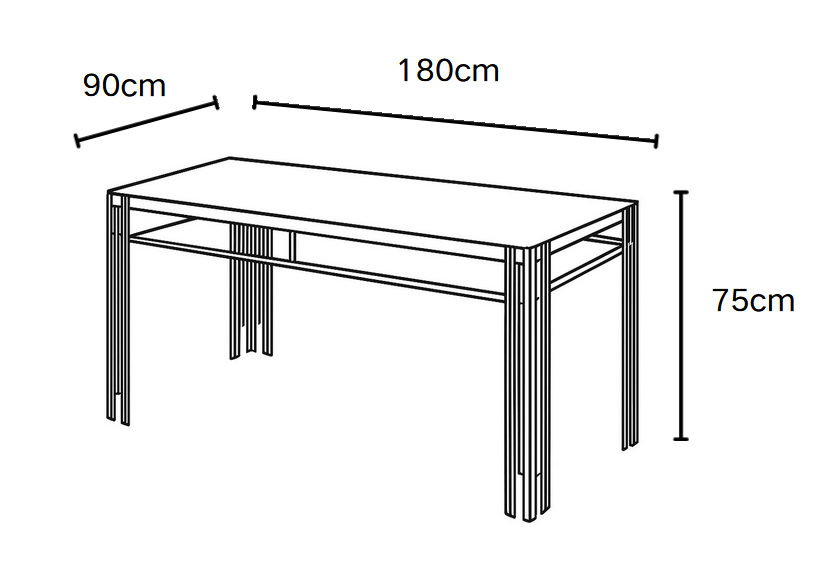 Table à manger verre marbré noir pied métal chrome 180x90 cm FLUTE