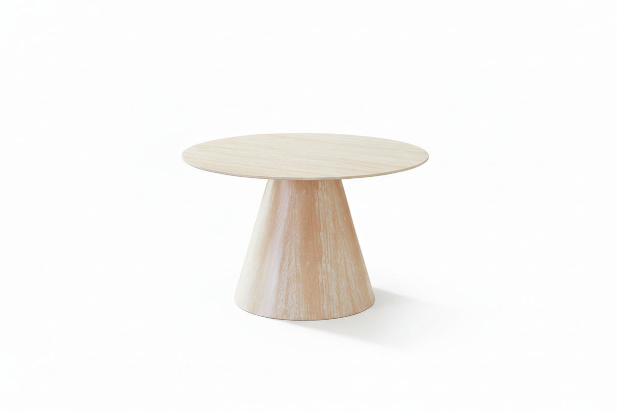 Table à Manger Ronde Céramique Effet Travertin Ø120 cm ROSALIA