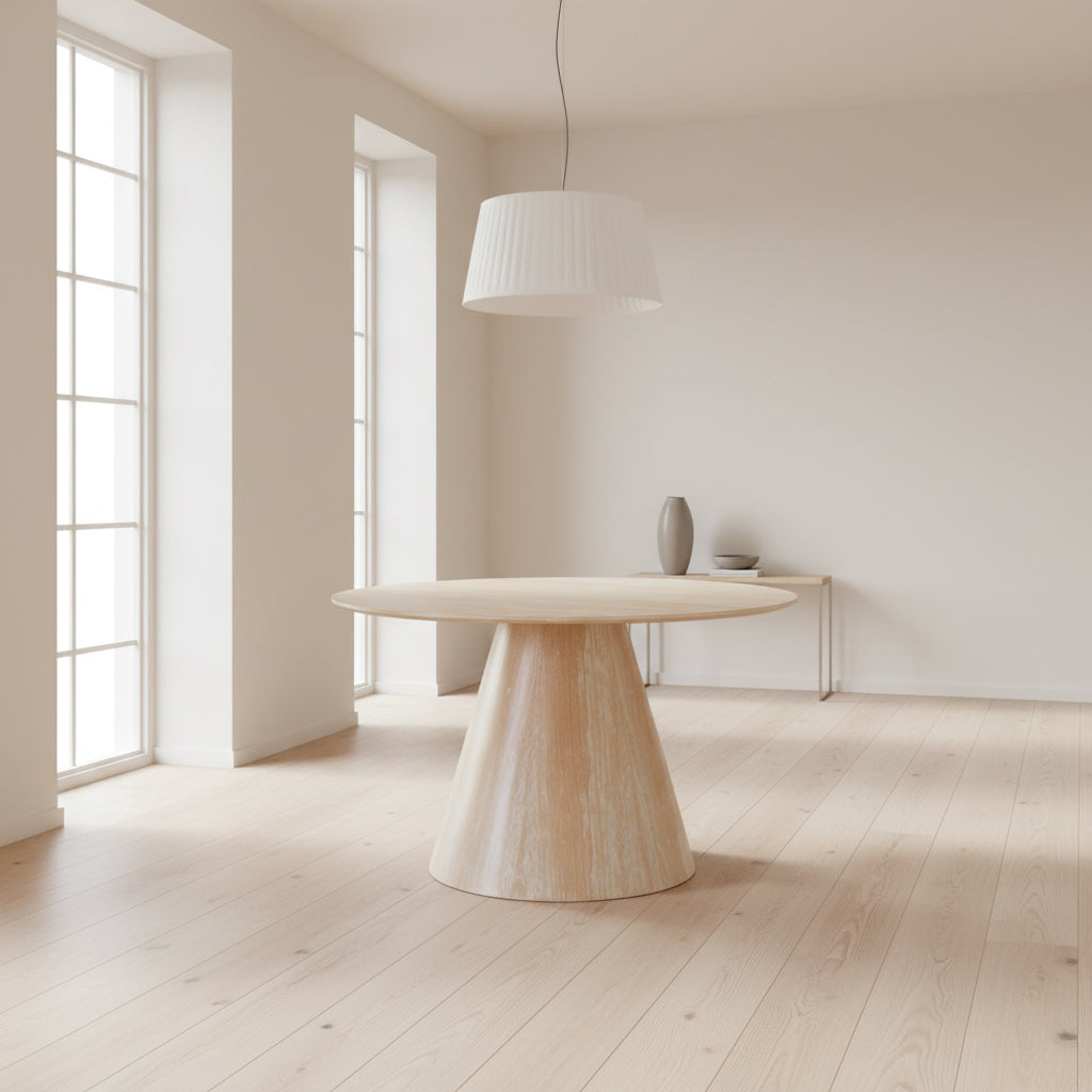 Table à Manger Ronde Céramique Effet Travertin Ø120 cm ROSALIA