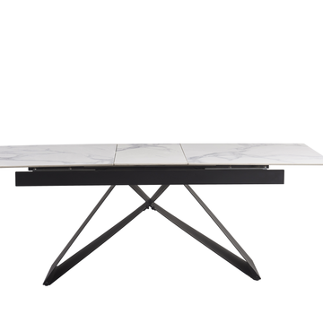 Table repas extensible GARCIA Métal Noir Marbre Blanc 160x90x75 à 200x90x75 cm