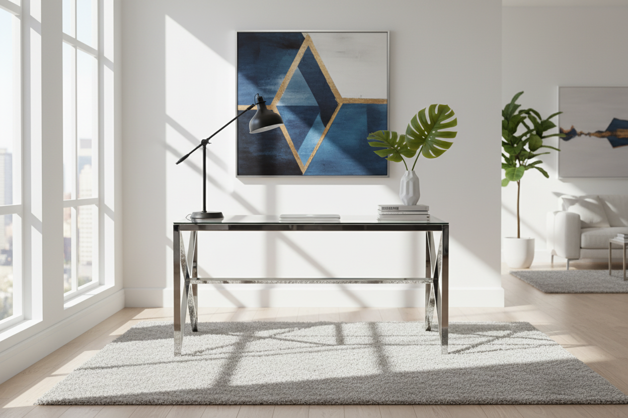Table à Manger Chrome Verre Trempé Transparent – 150×90 cm – MAJESTIQUE