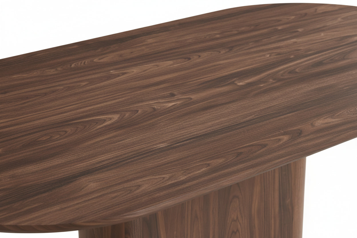 Table à manger 6 personnes ovale effet noyer 160x90 cm - LOKA