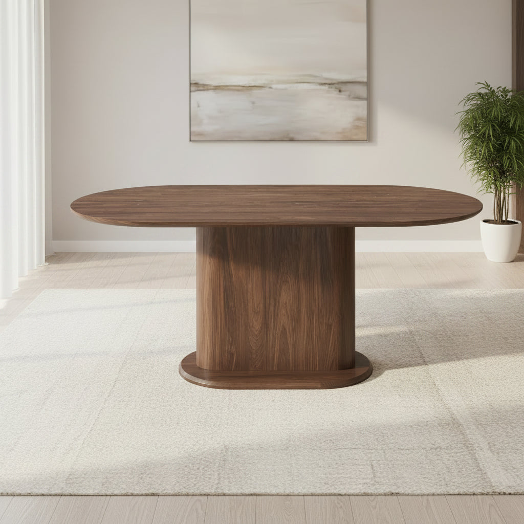 TABLE REPAS LOKA PLATEAU/BASE MDF EFFET NOYER PIED MDF EFFET NOYER 160X90X75cm
