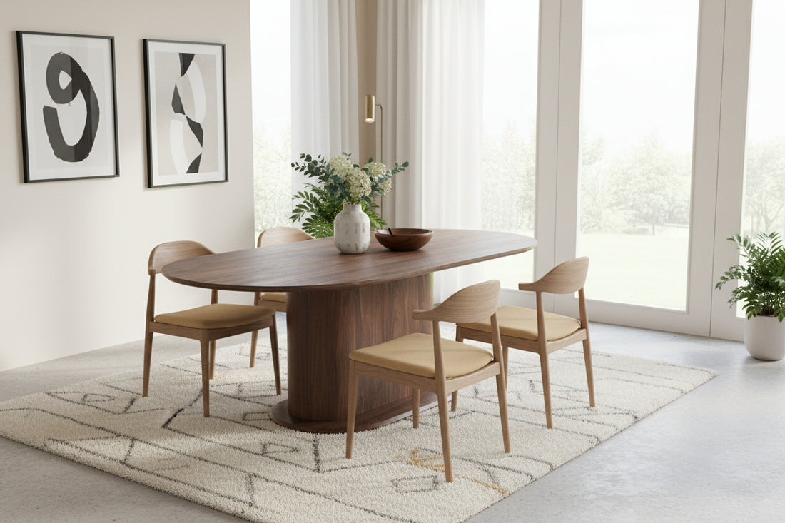 Table à manger Ovale MDF effet noyer 180x90x75 cm LOKA#couleur_noyer