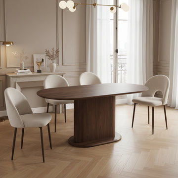 Table à manger Ovale MDF effet noyer 180x90x75 cm LOKA