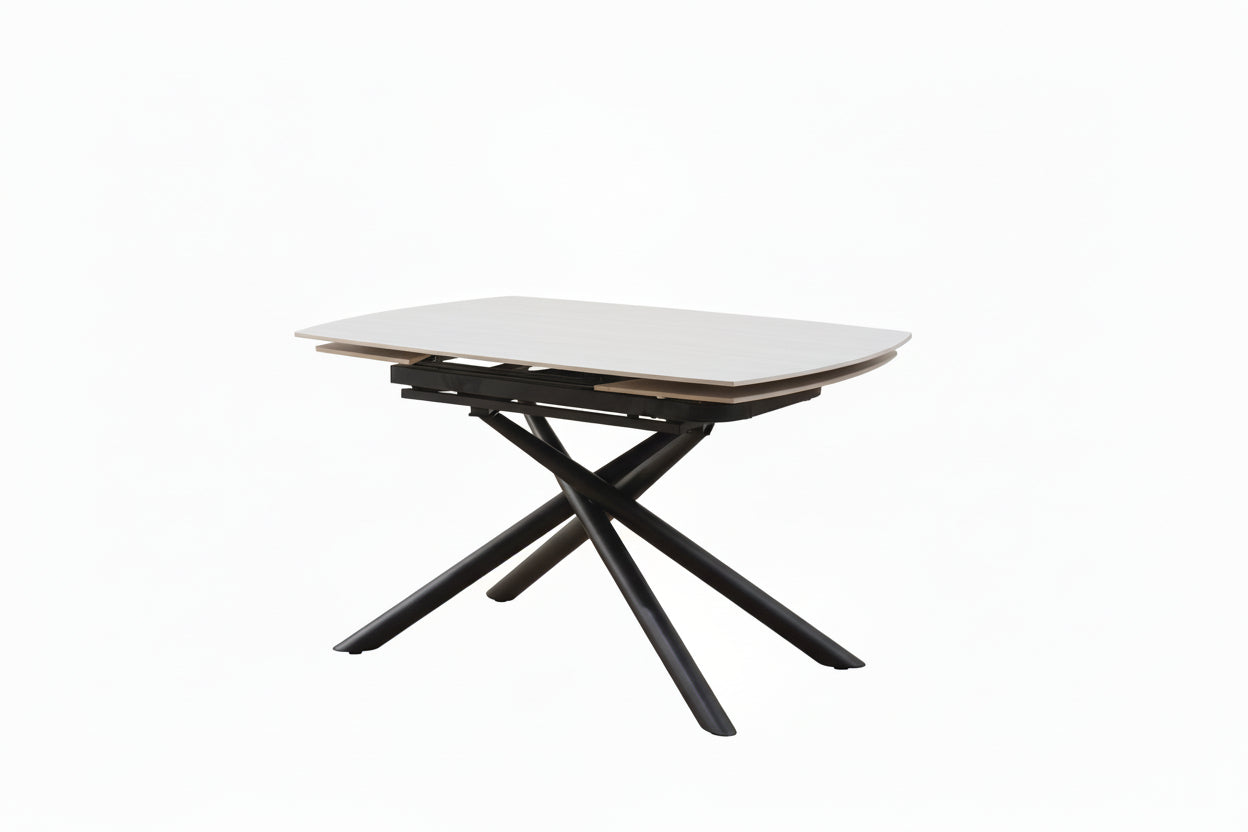 Table repas extensible céramique travertin blanc 129/189 cm – NYSA#couleur_blanc