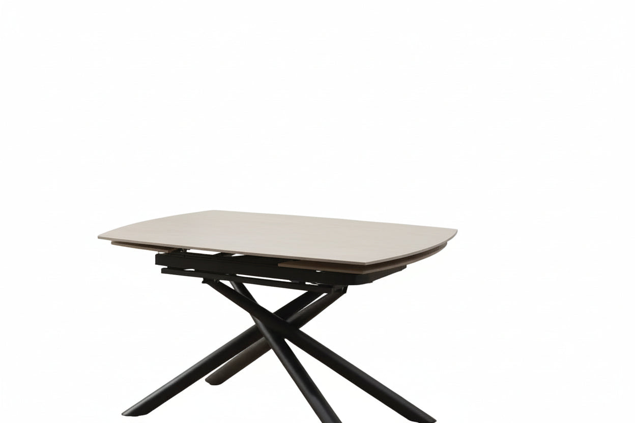Table repas extensible céramique travertin beige 129/189 cm – NYSA