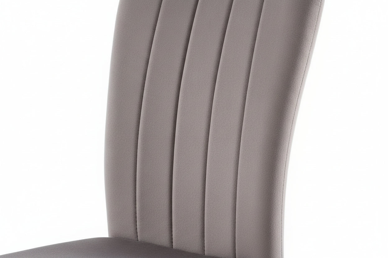 Lot 4 Chaises Salle à Manger Pony Velours Gris Pieds Métal Noir 57x42x95cm