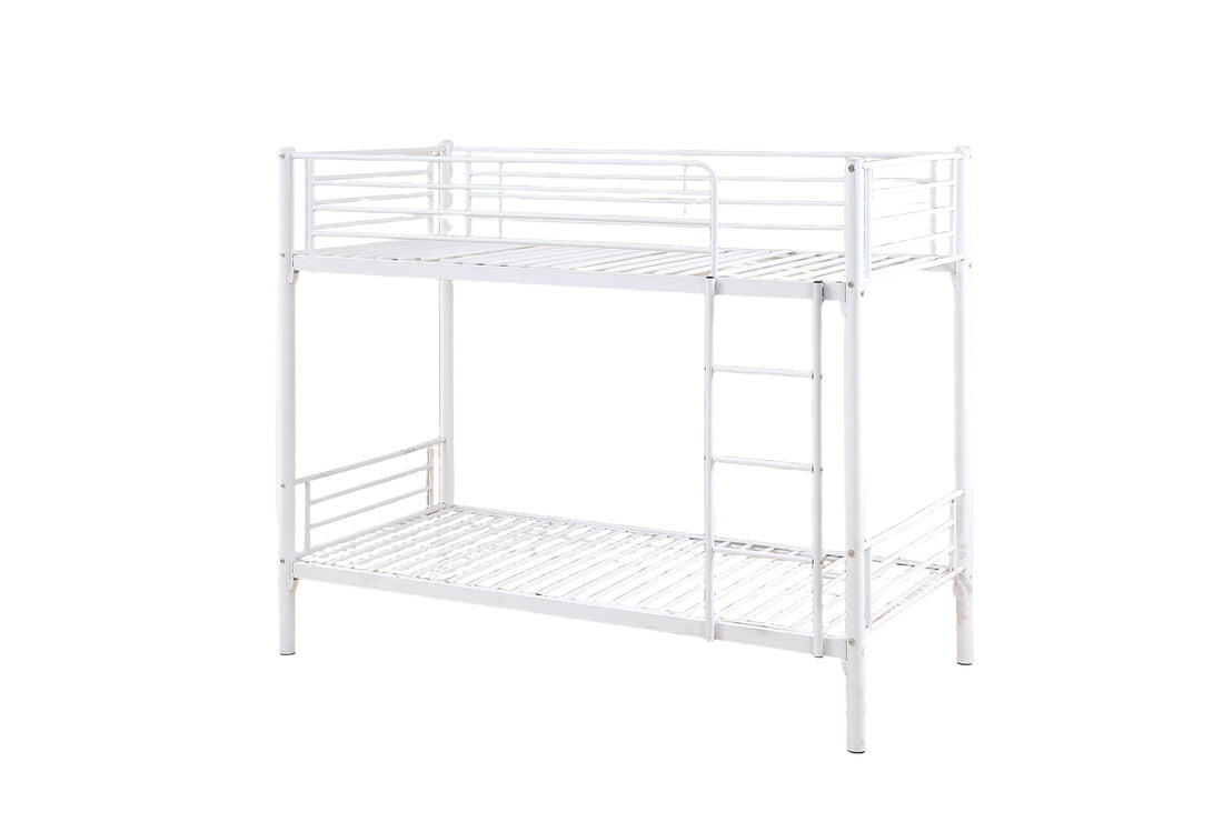 Pack : Lit superposé + Matelas compris Séparable métal LUNA 1+1 90x190 cm sommier inclus blanc