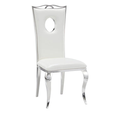 Lot de Chaises baroque ROYAL Chrome Simili #couleur_blanc