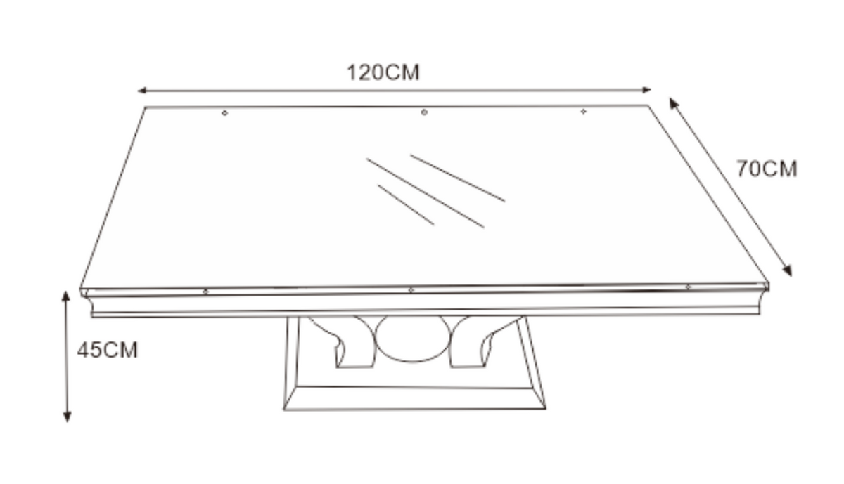 Table Basse Rectangle Verre Trempé Marbré Noir 120x70cm TROFY