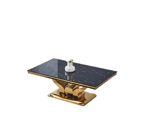 Table Basse Rectangle Verre Trempé Marbré Noir 120x70cm TROFY