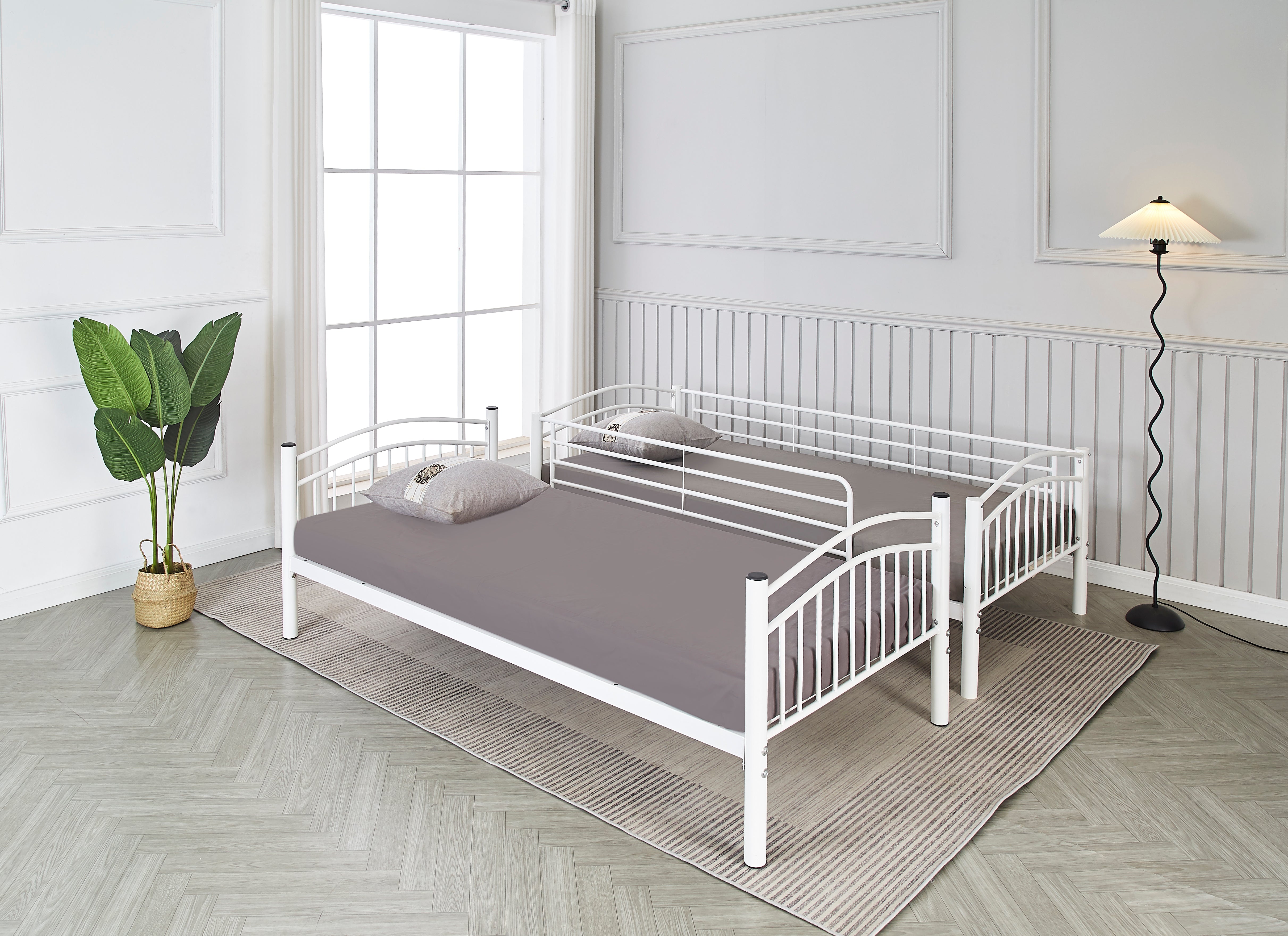 Lit superposé séparable métal blanc 2x90x190 cm ALICE